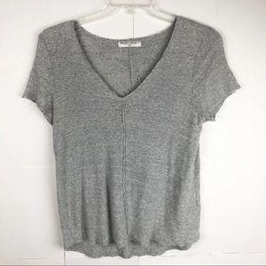 Project Social T Grey Distressed Seam Detail Top Medium